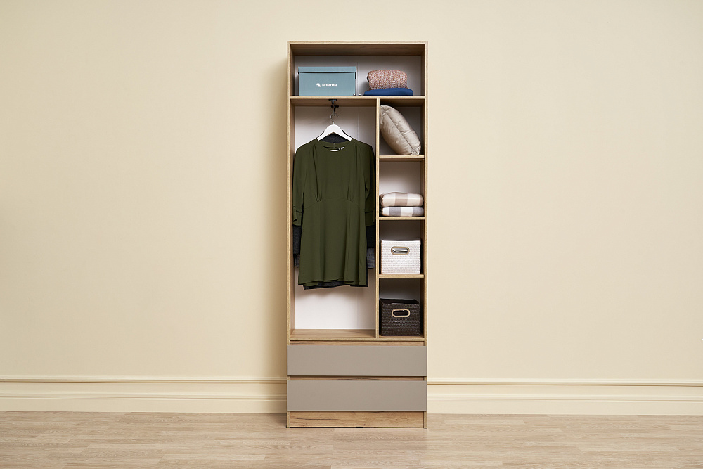 Шкаф 2-х дверный Челси Color дуб крафт / слоновая кость / глиняный серый