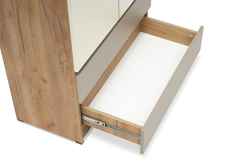 Шкаф 2-х дверный Челси Color дуб крафт / слоновая кость / глиняный серый