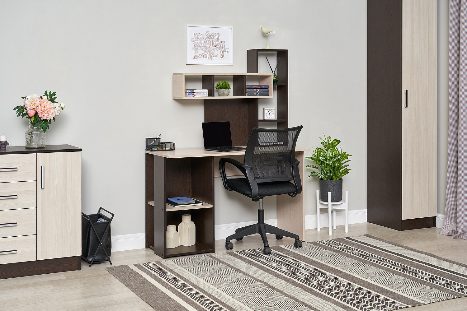 Компьютерный стол с надстройкой Олимп венге / дуб белфорд 