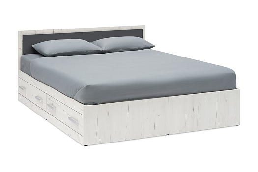 Кровать двуспальная с ящиками Фиеста New дуб крафт белый / графит