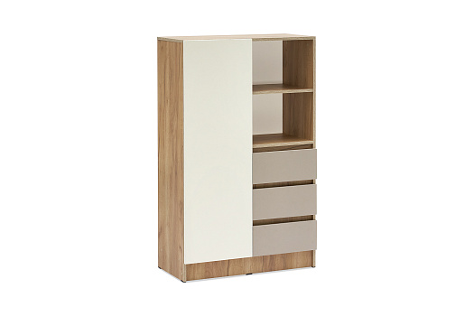 Шкаф комбинированный Челси Color дуб крафт / слоновая кость / глиняный серый 