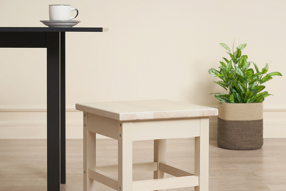 Табурет на прямых ножках массив выбеленная береза