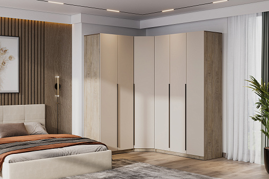 Комплект шкафов в спальню Тивина эндгрейн / меланж