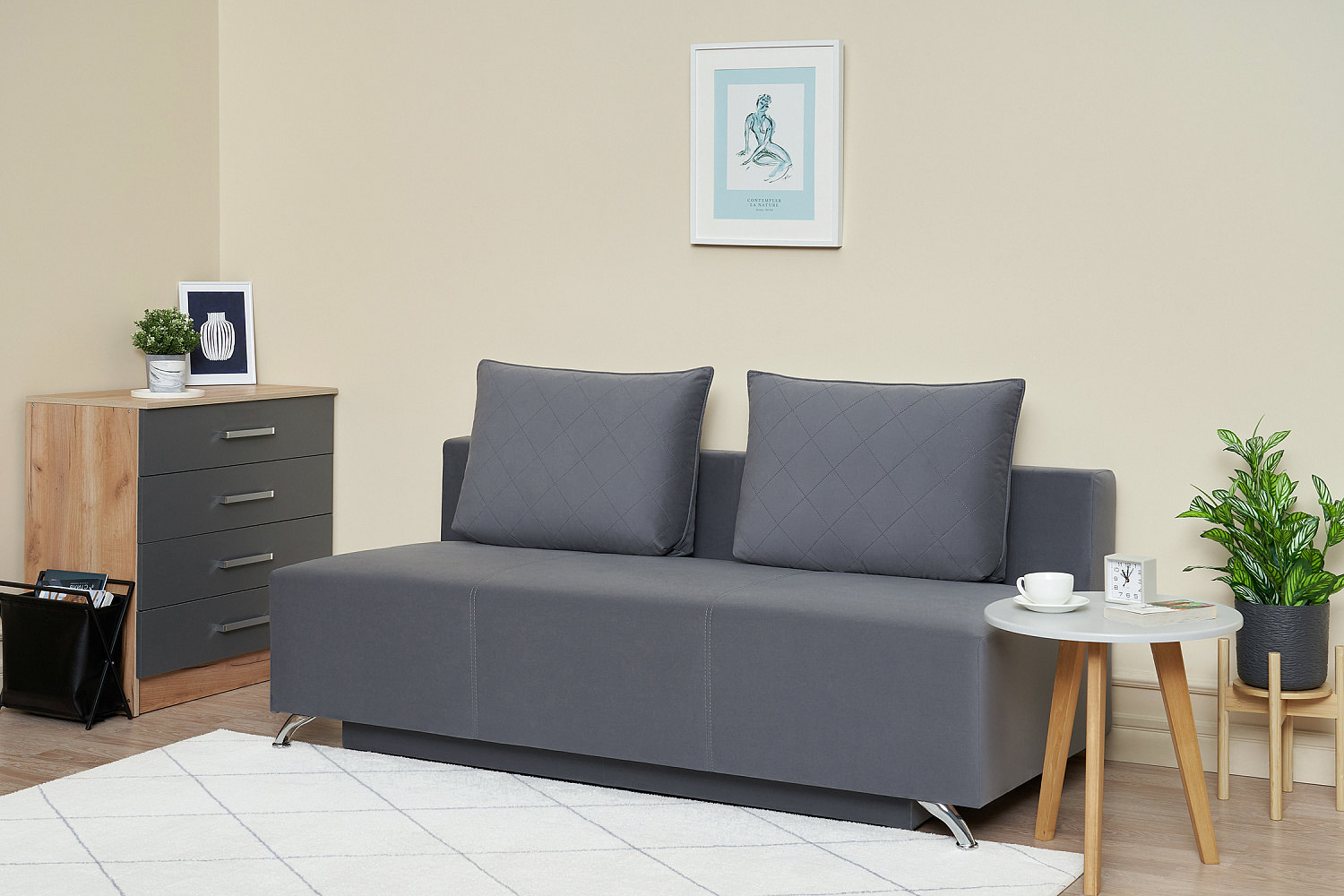 Диван еврокнижка Лира Лайт серый