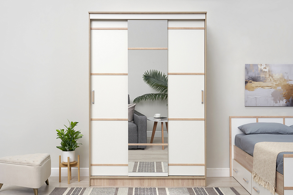 Шкаф-купе Сакура 1.5 м дуб сонома / белый