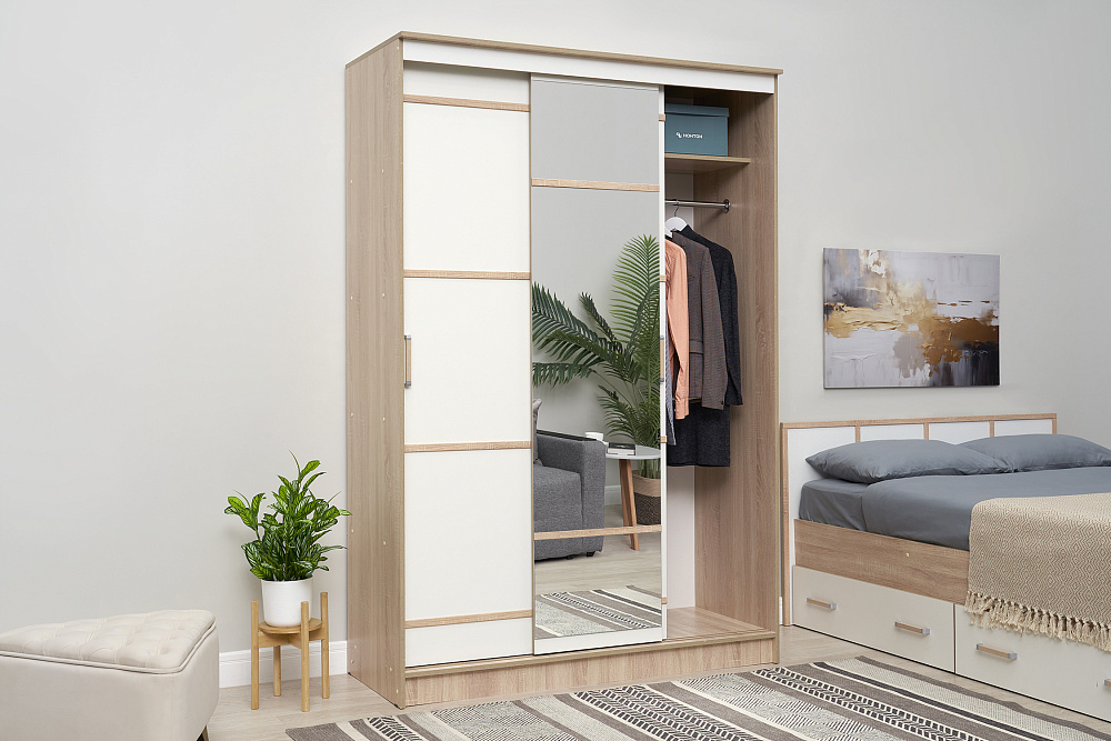 Шкаф-купе Сакура 1.5 м дуб сонома / белый