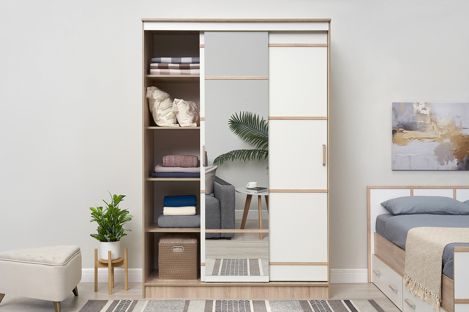 Шкаф-купе Сакура 1.5 м дуб сонома / белый