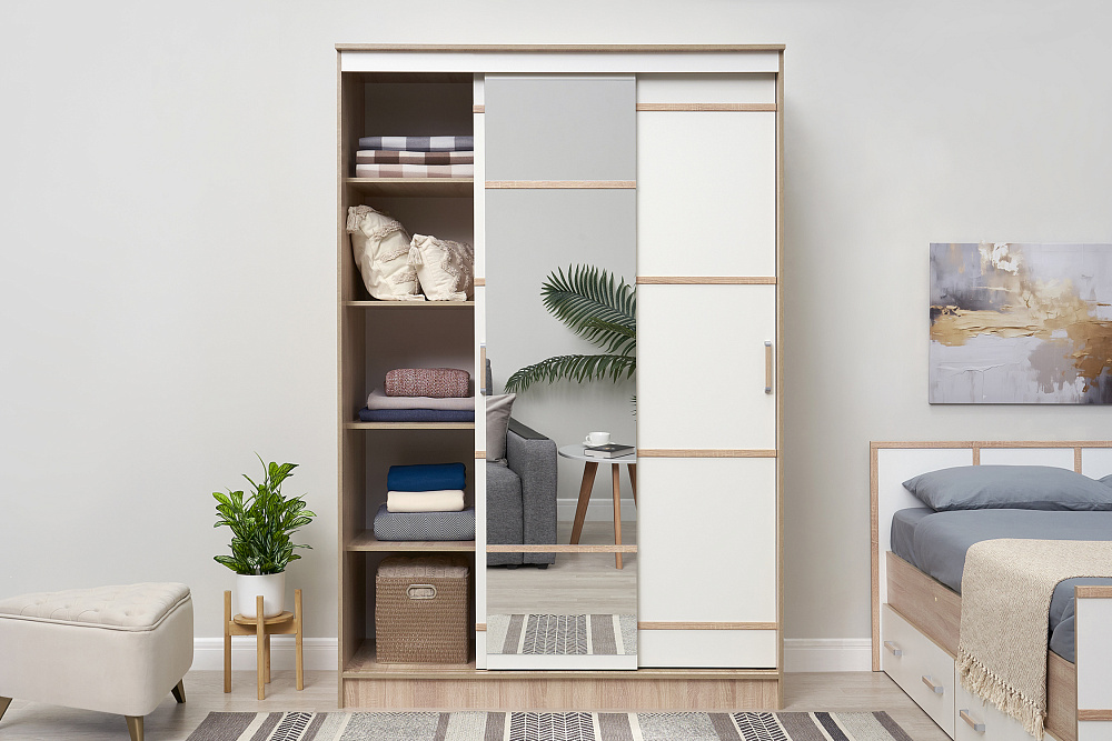 Шкаф-купе Сакура 1.5 м дуб сонома / белый