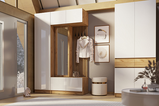 Прихожая Теллин 1 дуб крафт / белый глянец