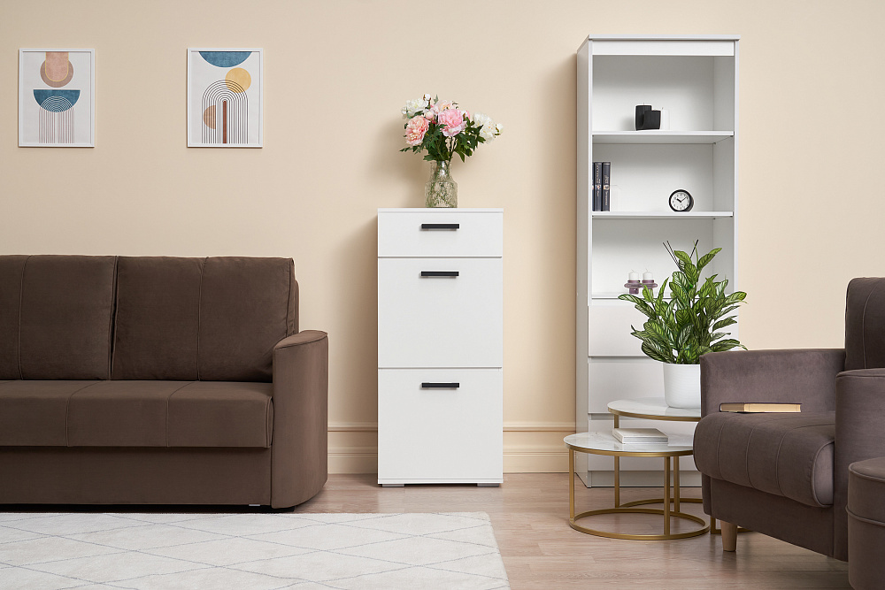 Тумба высокая Ника белый гладкий