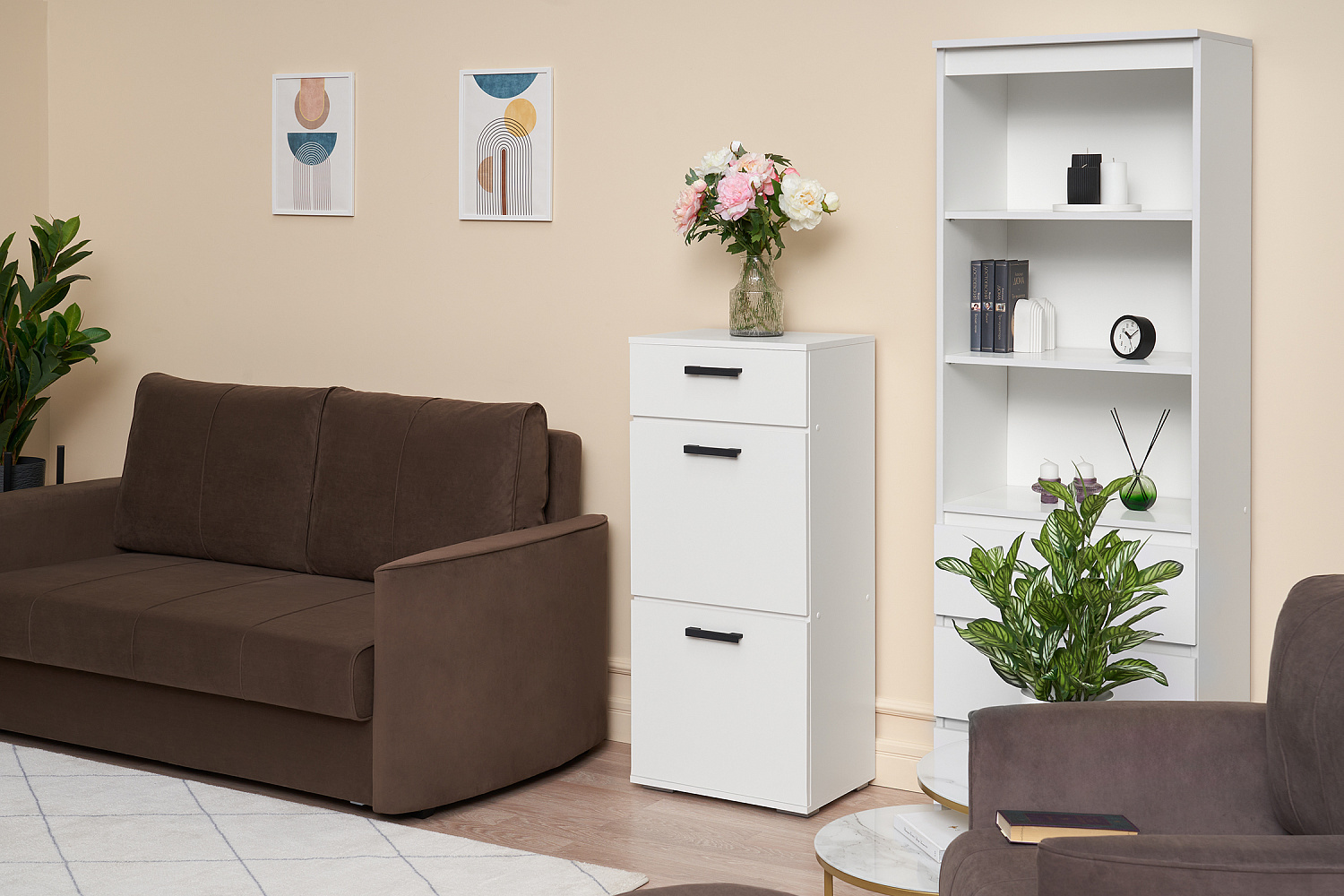 Тумба высокая Ника белый гладкий