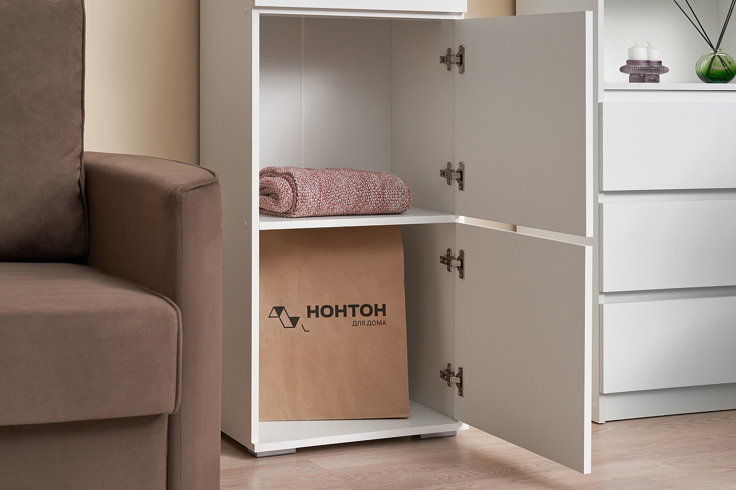 Тумба высокая Ника белый гладкий