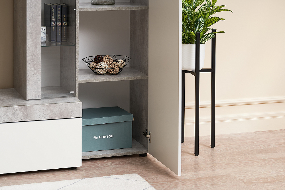 Гостиная Мартин белый / цемент светлый