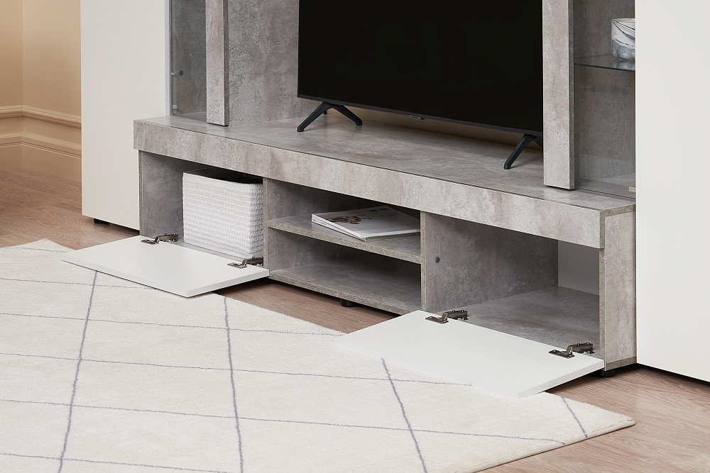 Гостиная Мартин белый / цемент светлый