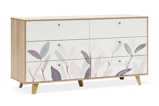 Комод Адажио 56.02 дуб сонома / белый с принтом цветы
