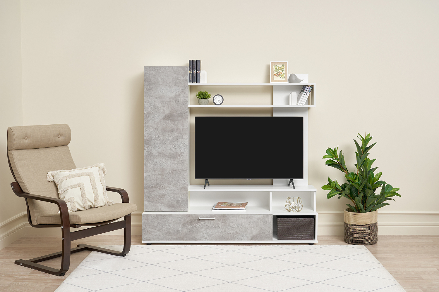 Гостиная Коста белый / цемент светлый