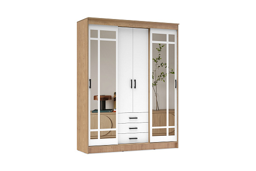 Шкаф-купе Лорд дуб вотан / белый гладкий