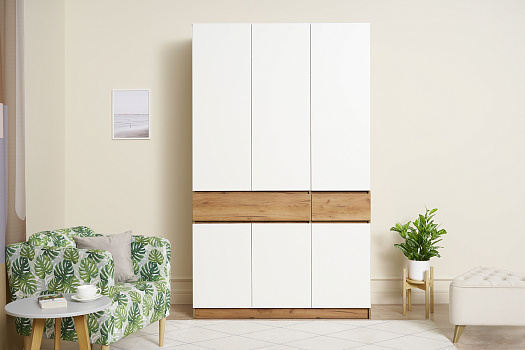 Шкаф 3-х створчатый Веллум дуб крафт золотой / белый