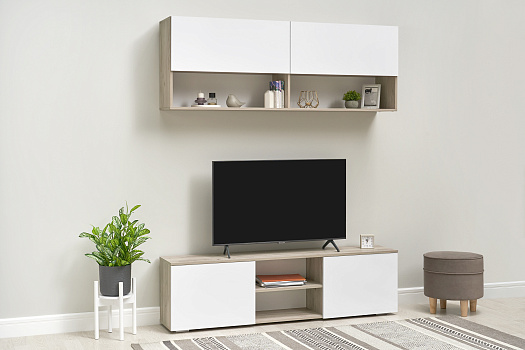 Полка Вирола ПЛ01-1600 дуб крафт серый / белый глянец