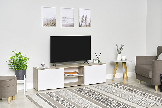 ТВ-тумба Вирола ТБ01-1600 дуб крафт серый / белый глянец