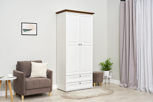 Шкаф 2-х створчатый Валенсия белый