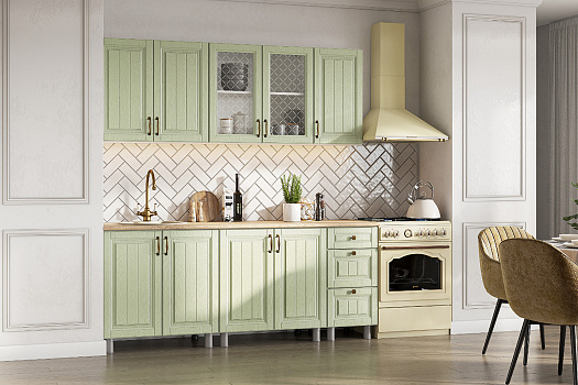 Кухня Белла 2.0 м белый / фисташковый текстурный