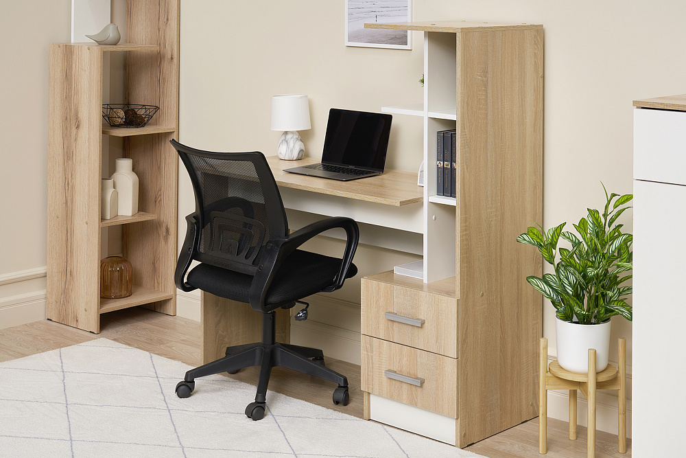 Стол компьютерный с надстройкой №2 дуб сонома / белый