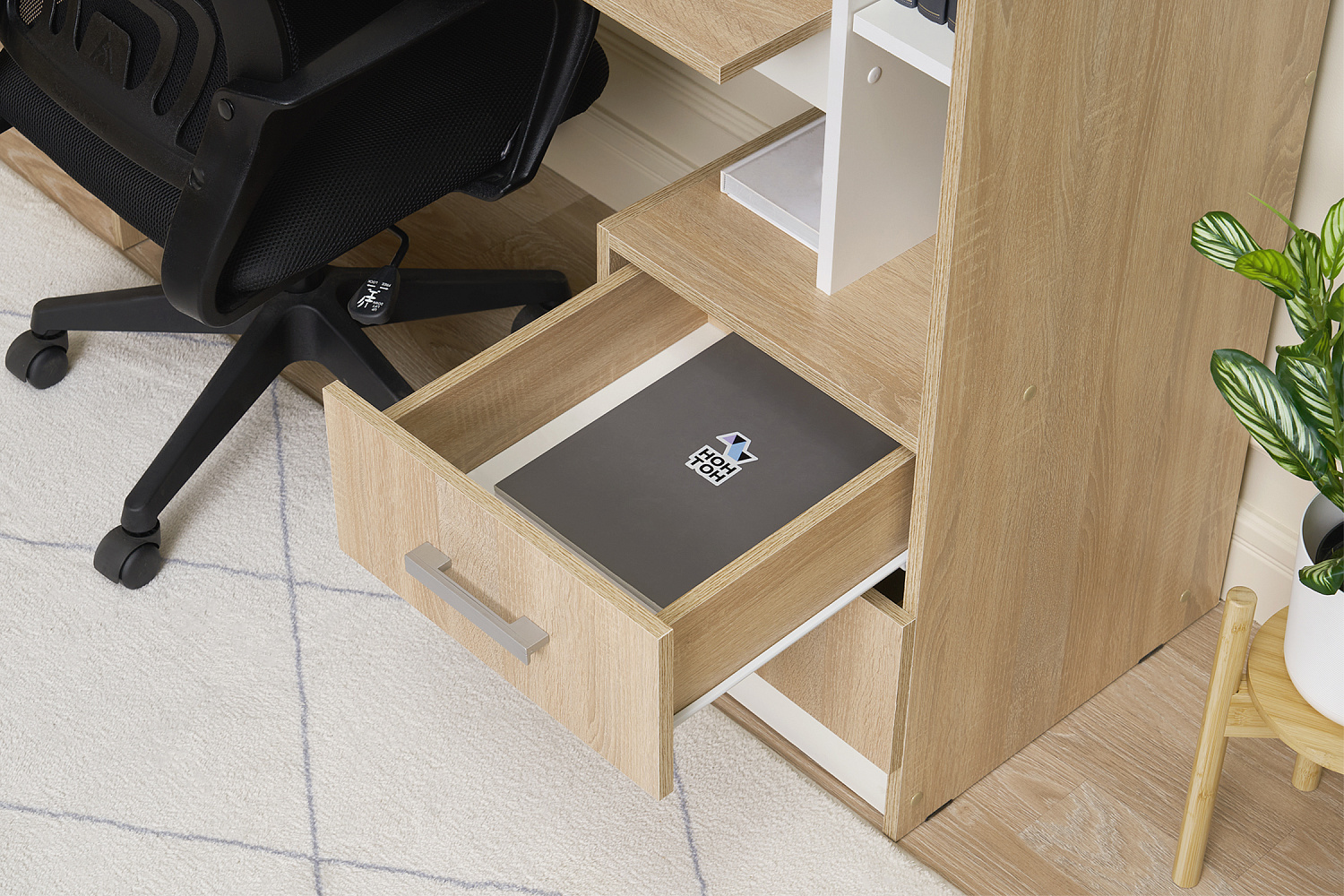 Стол компьютерный с надстройкой №2 дуб сонома / белый