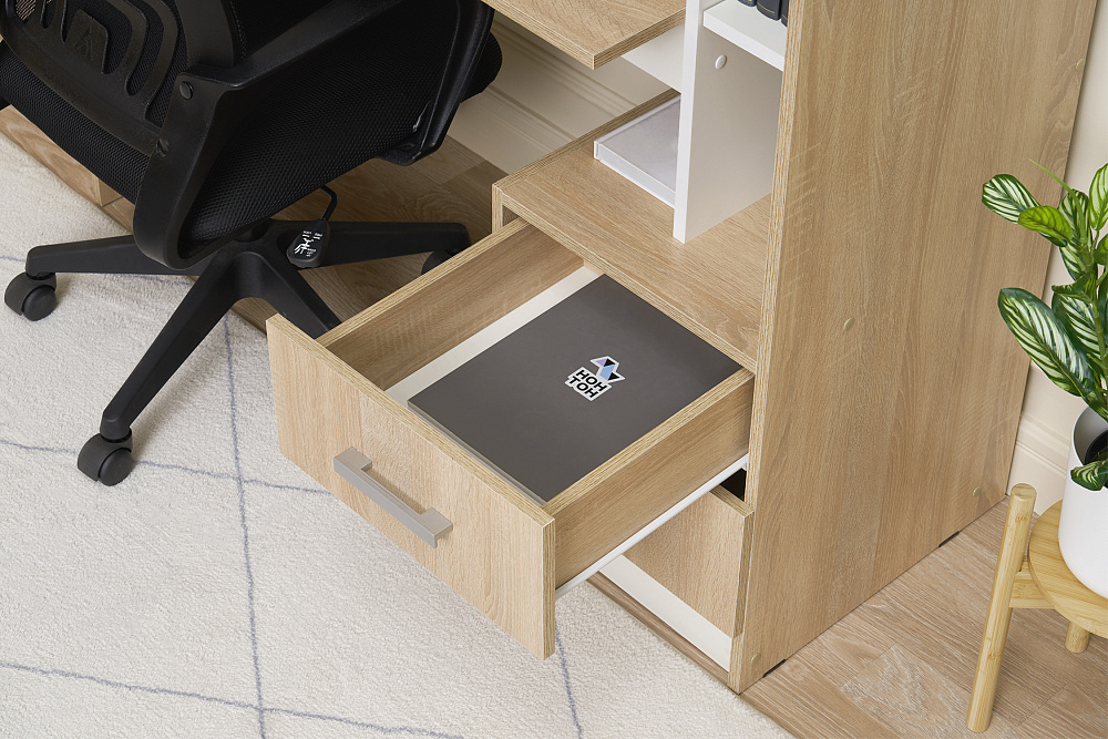 Стол компьютерный с надстройкой №2 дуб сонома / белый