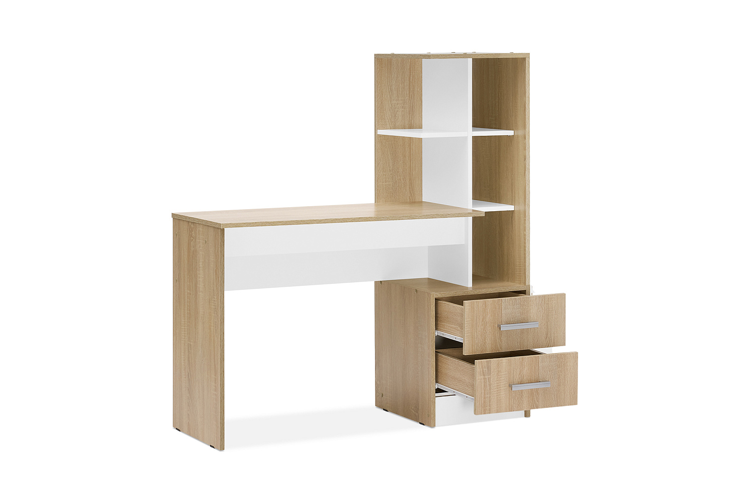 Стол компьютерный с надстройкой №2 дуб сонома / белый