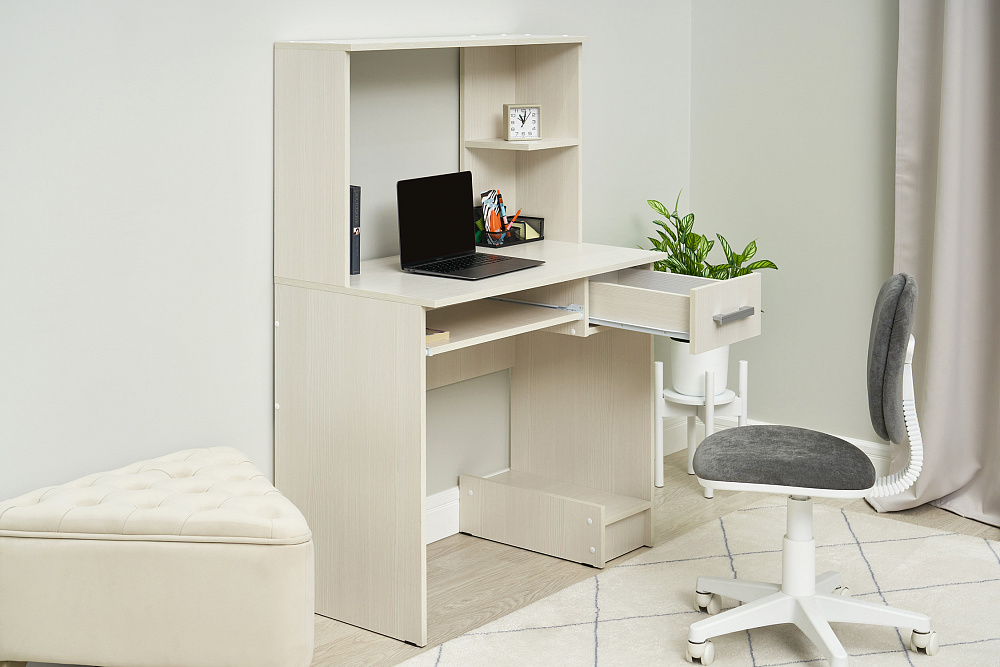 Стол компьютерный с надстройкой №3 сандал светлый