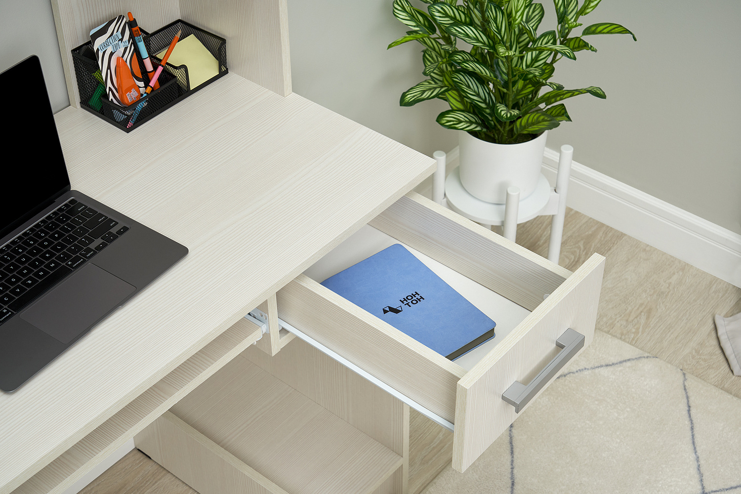 Стол компьютерный с надстройкой №3 сандал светлый