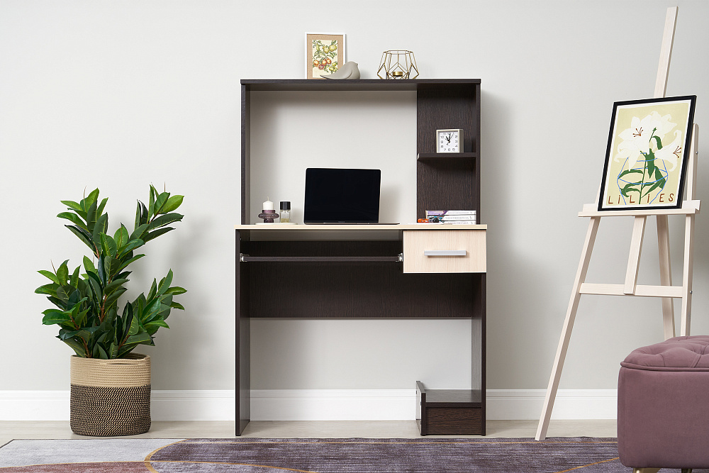 Стол компьютерный №3 дуб беленый / венге