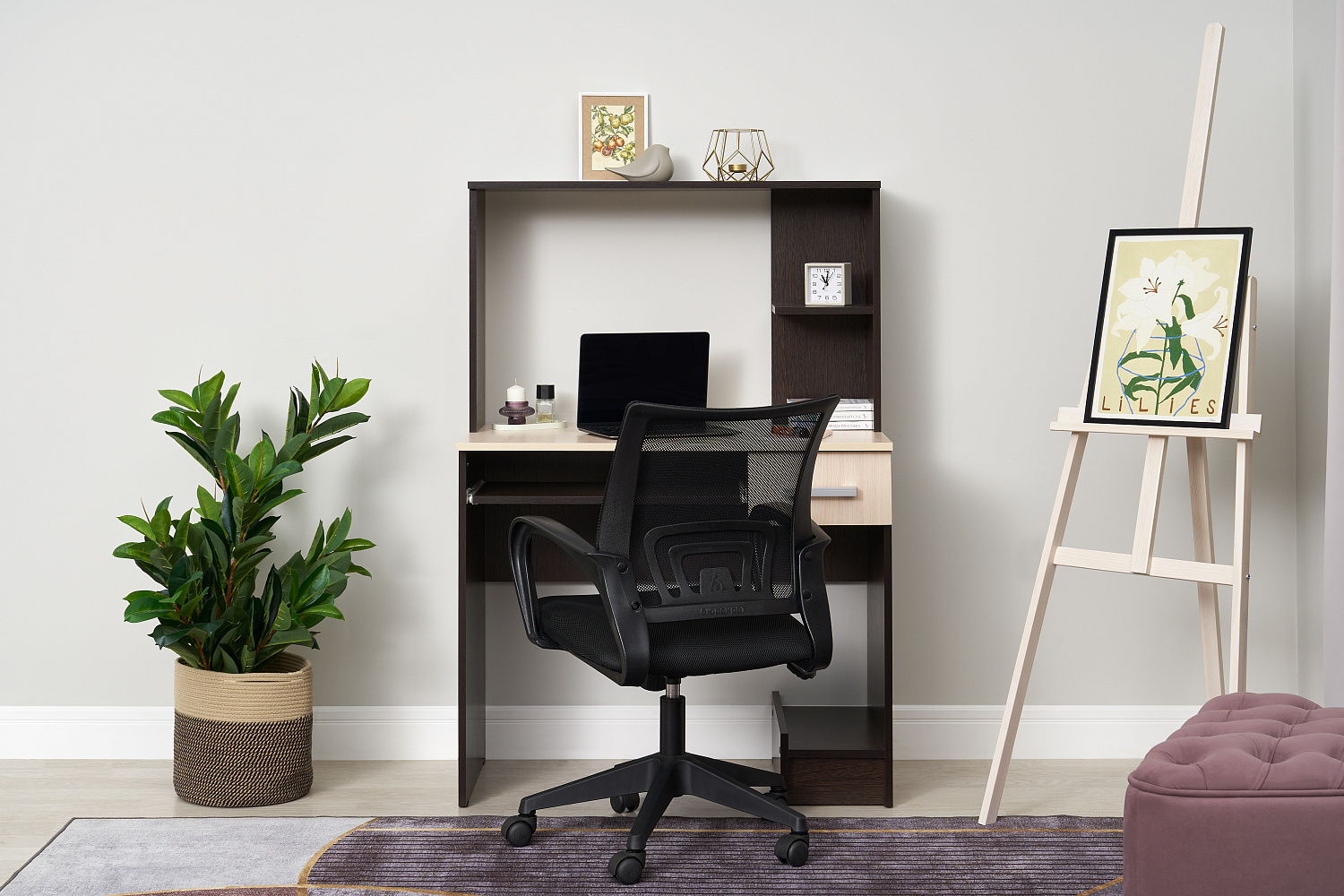 Стол компьютерный №3 дуб беленый / венге