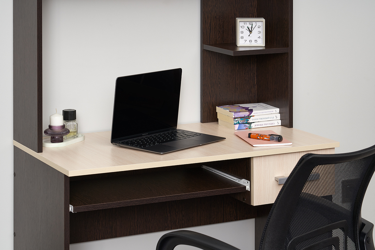 Стол компьютерный №3 дуб беленый / венге