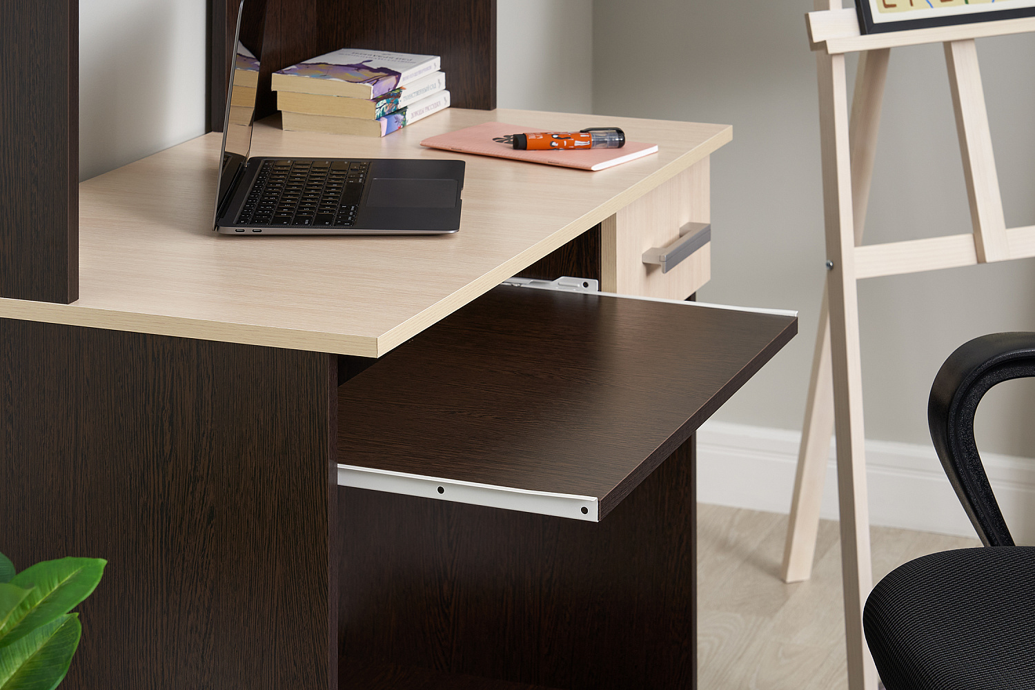 Стол компьютерный №3 дуб беленый / венге