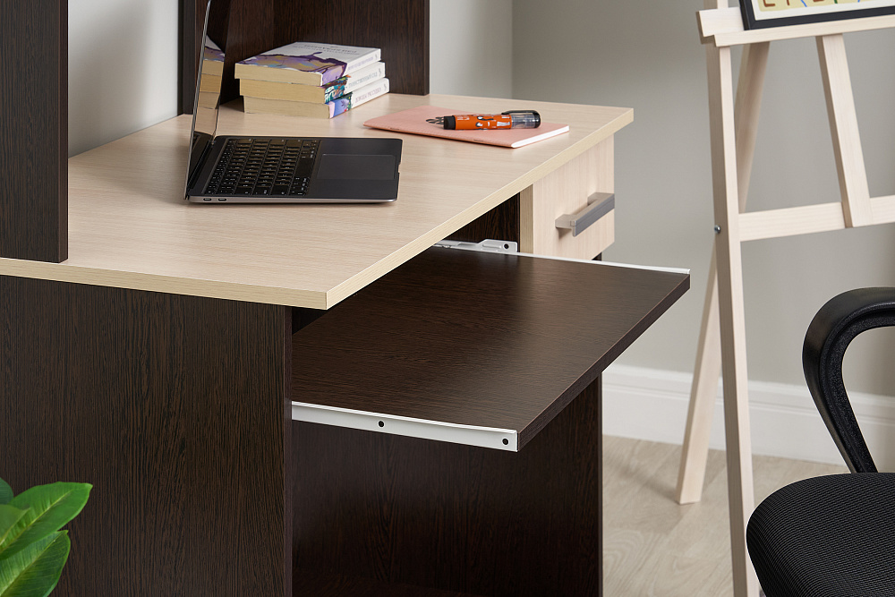 Стол компьютерный №3 дуб беленый / венге