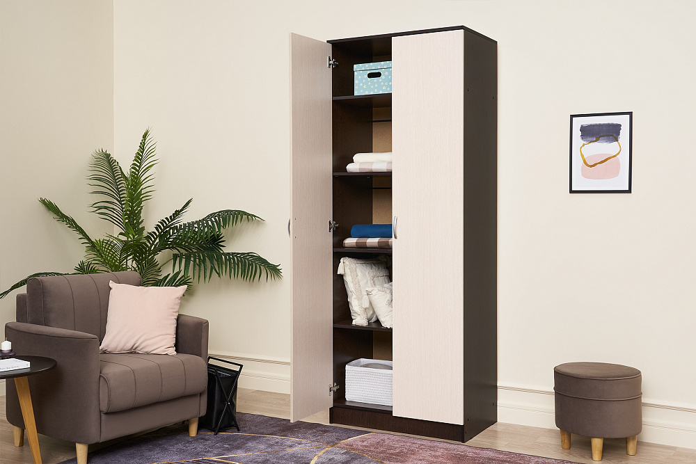 Шкаф 2-х створчатый с зеркалом Ронда ШК-20 венге / дуб белфорд