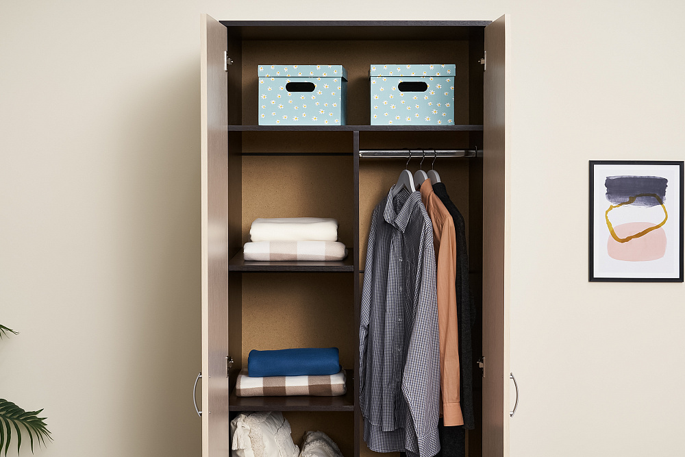 Шкаф 2-х створчатый с зеркалом Ронда ШК-20 венге / дуб белфорд