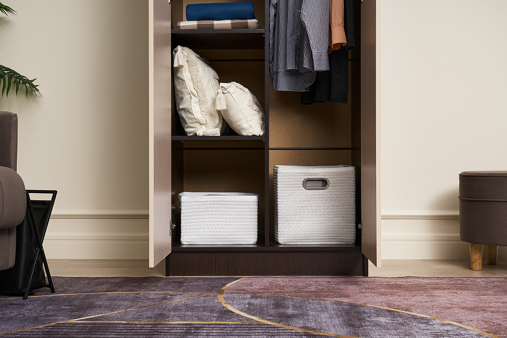 Шкаф 2-х створчатый с зеркалом Ронда ШК-20 венге / дуб белфорд