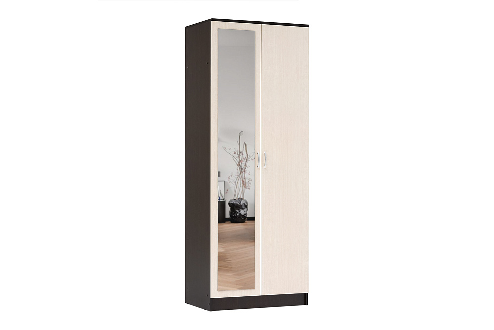 Шкаф 2-х створчатый с зеркалом Ронда ШК-20 венге / дуб белфорд