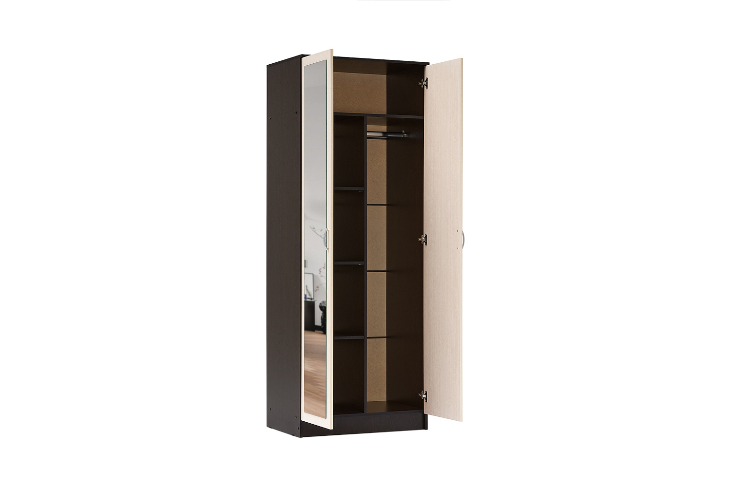 Шкаф 2-х створчатый с зеркалом Ронда ШК-20 венге / дуб белфорд