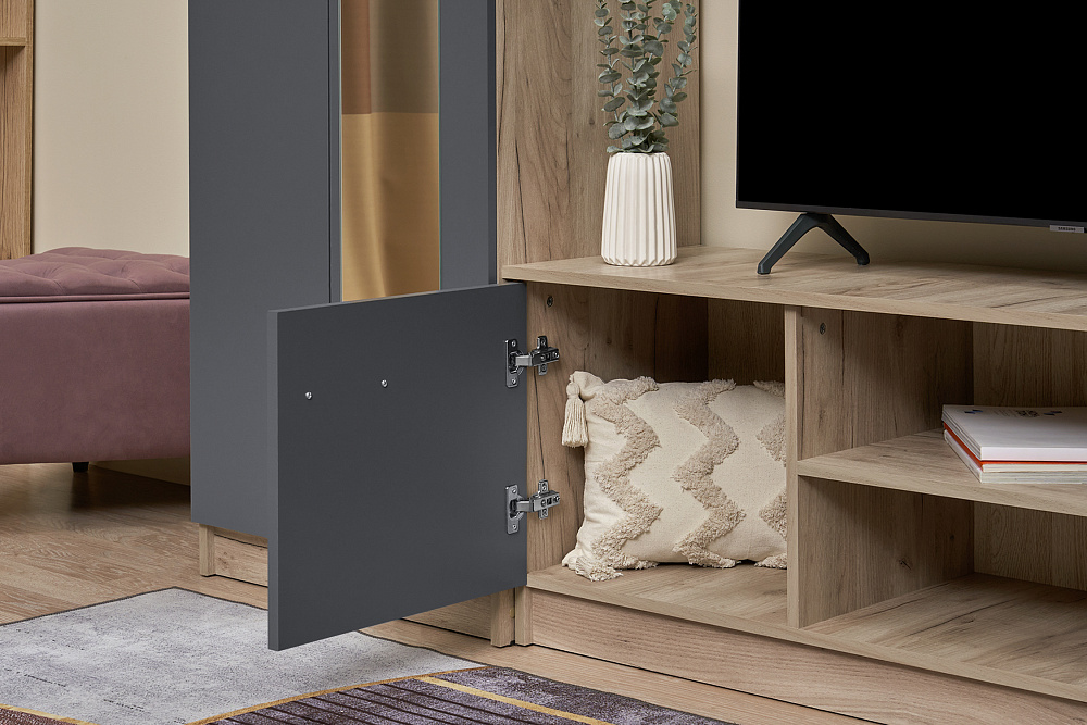 Гостиная Герда дуб крафт серый / серый графит