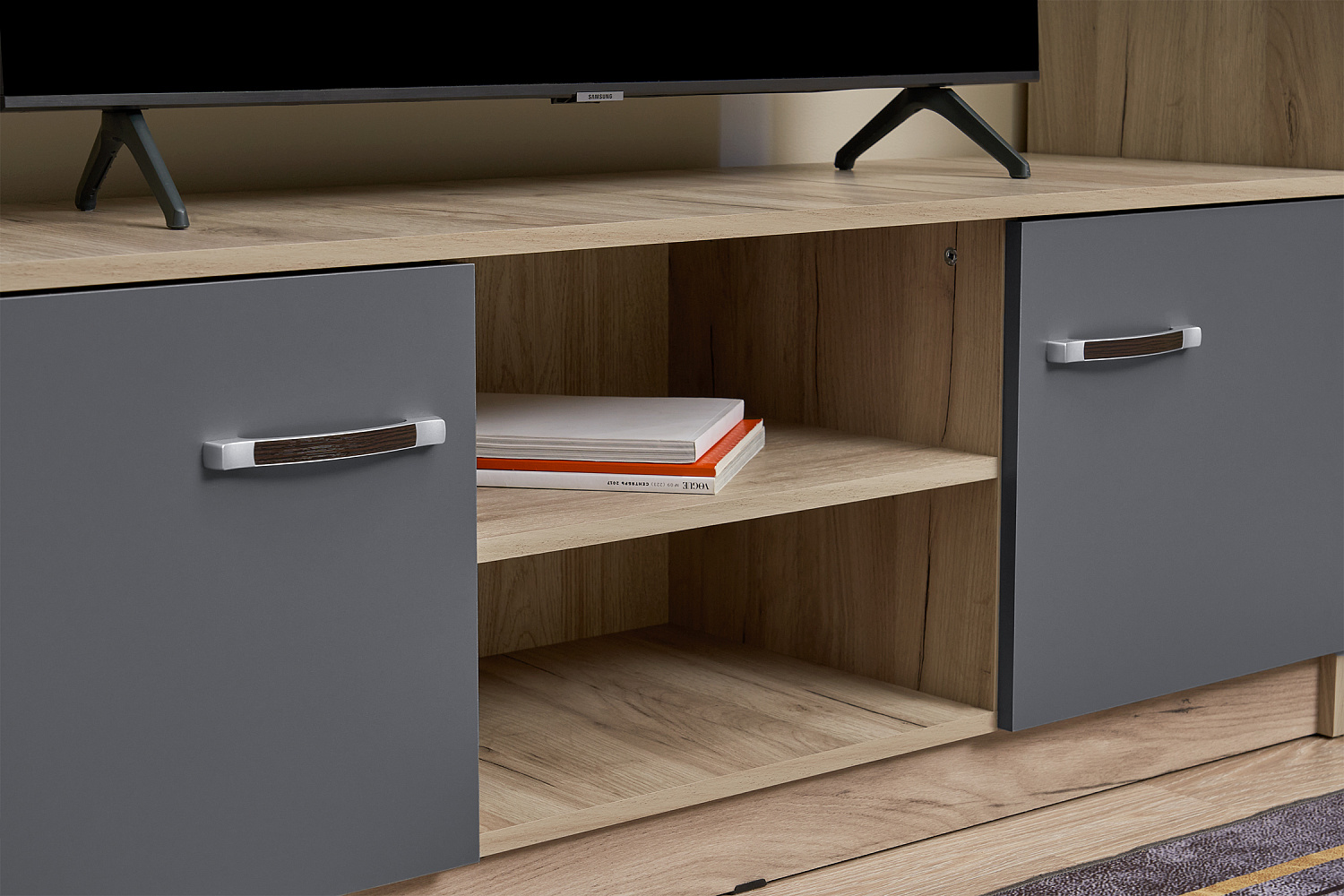 Гостиная Герда дуб крафт серый / серый графит