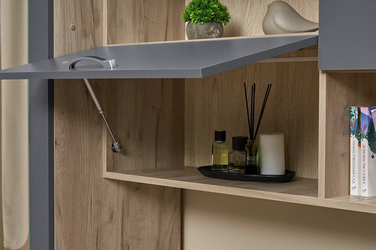 Гостиная Герда дуб крафт серый / серый графит