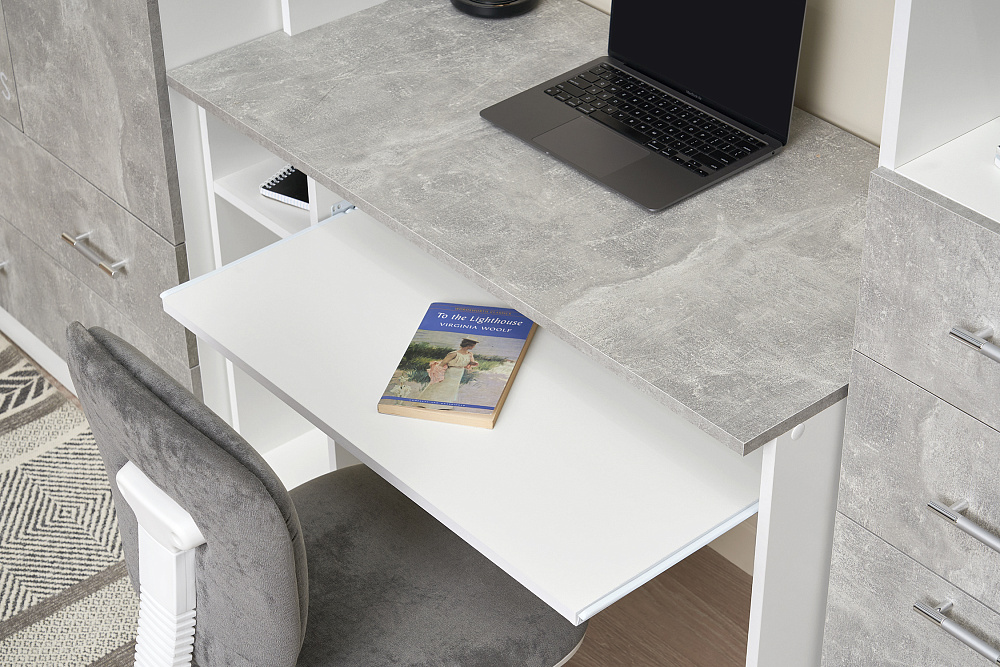 Стенка Юниор-2 Лофт бетон светлый / белый