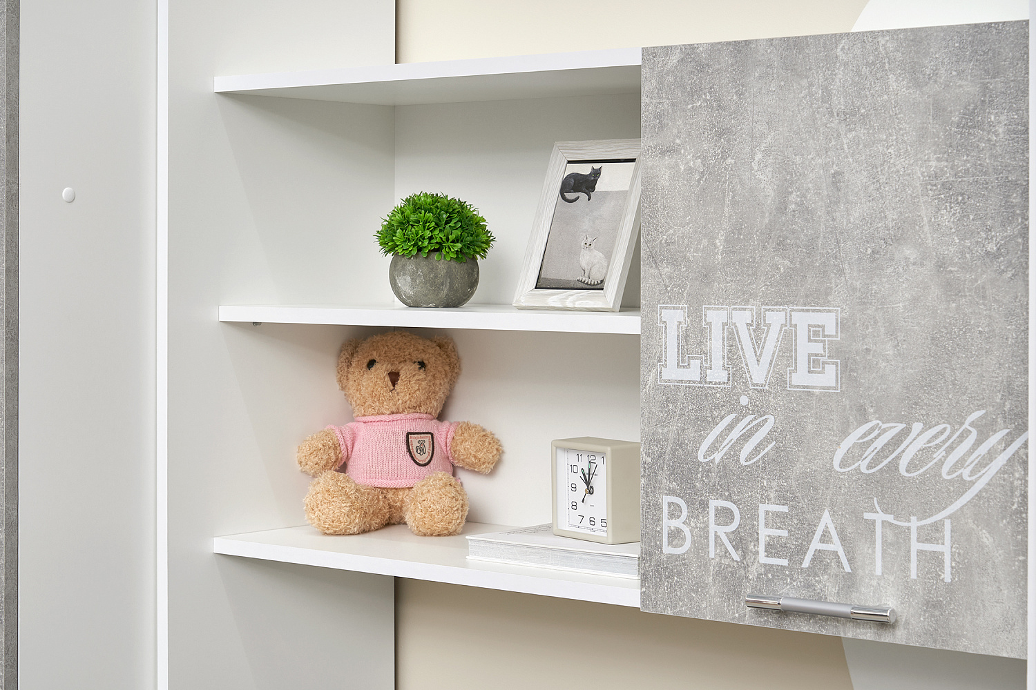 Стенка Юниор-2 Лофт бетон светлый / белый