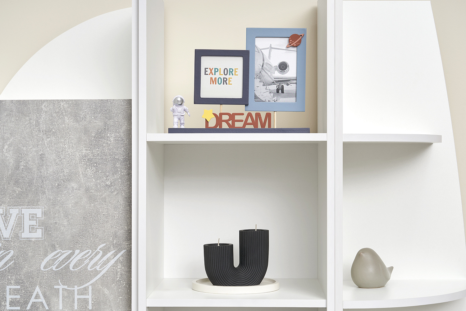 Стенка Юниор-2 Лофт бетон светлый / белый