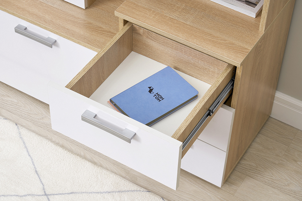 Стол компьютерный №6 белый глянцевый / дуб сонома