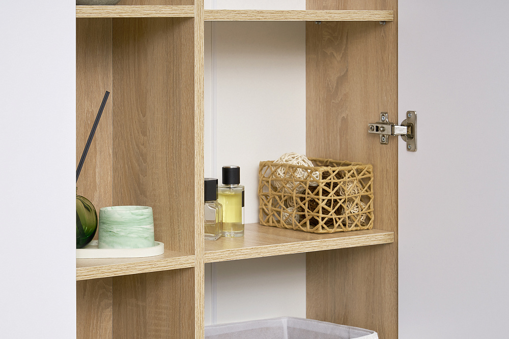 Стол компьютерный №6 белый глянцевый / дуб сонома